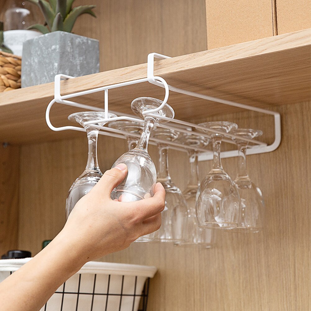 New Useful Stainless Steel Wine Rack Wine Glass Rack for Holder Glasses Storage Bar Kitchen 6-9 Cups Hanging Bar Hanger Shelf