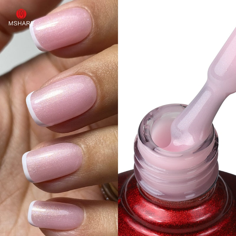 MSHARE Milky Pink Rubber Base Gel Glitter Camouflage Color Coat Soak Off Nails Gels Varnish Lacquer 10ml UV LED Gel