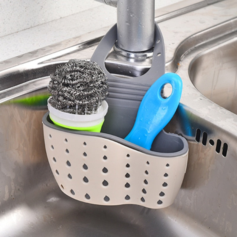 Home Storage Drain Basket Kitchen Sink Holder Adjustable Soap Sponge Shelf Hanging Drain Basket Bag Kitchen Accessories