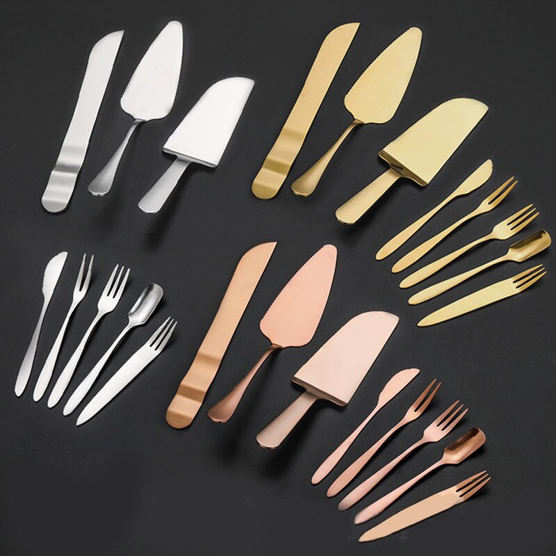 1 PCS Stainless Steel Wedding Cake Shovel Knife Pie Pizza Cheese Server Cake Divider Knives Baking Tools Dessert Fork Gold Silver