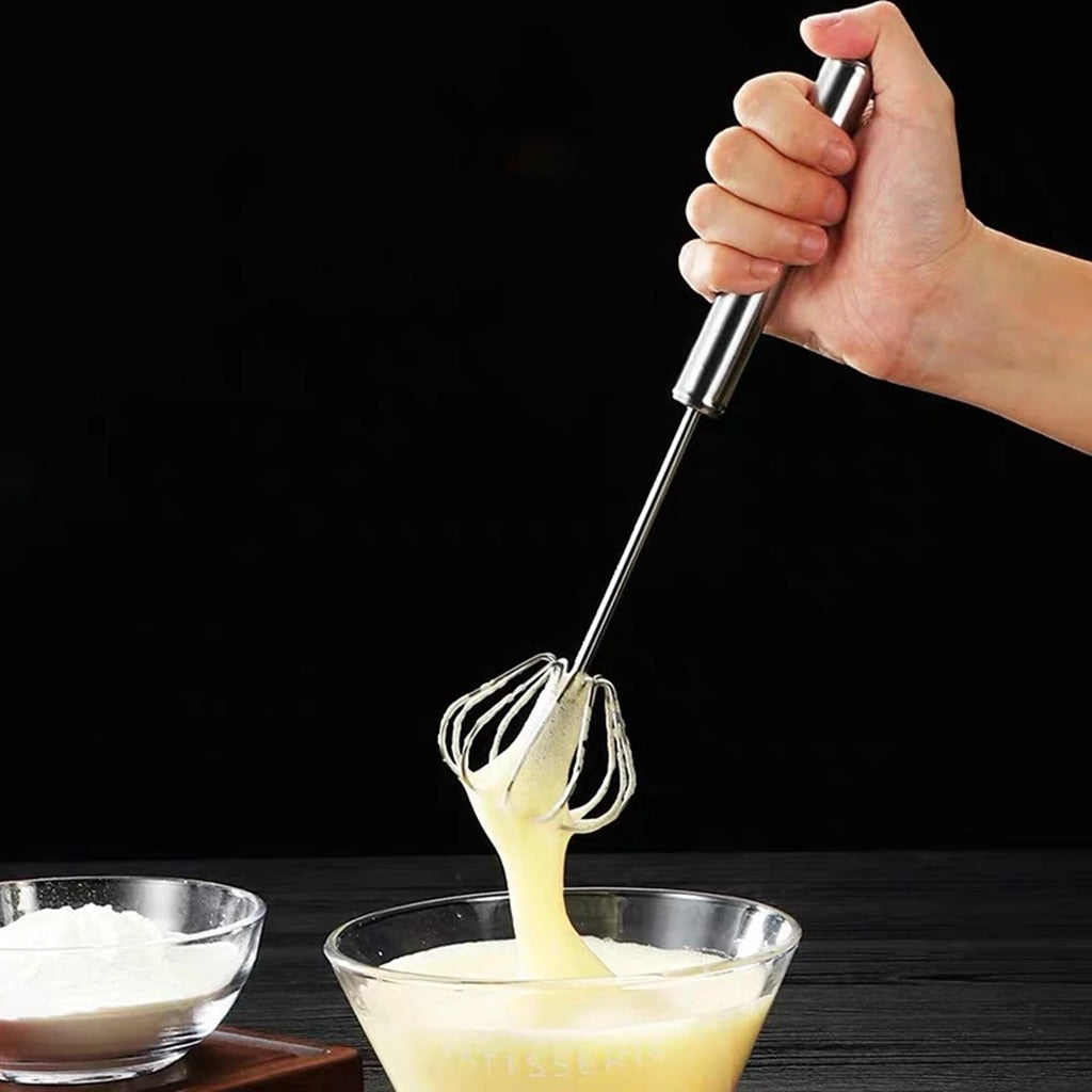 Semi-automatic Eggbeater 304 Stainless Steel Egg Whisk Manual Hand Mixer