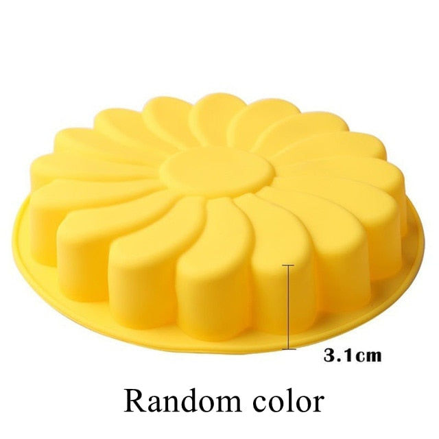 Silicone Big Cake Molds Flower Crown Shape Cake Bakeware Baking Tools: 3D Bread Pastry Mould Pizza Pan DIY Birthday Wedding Party