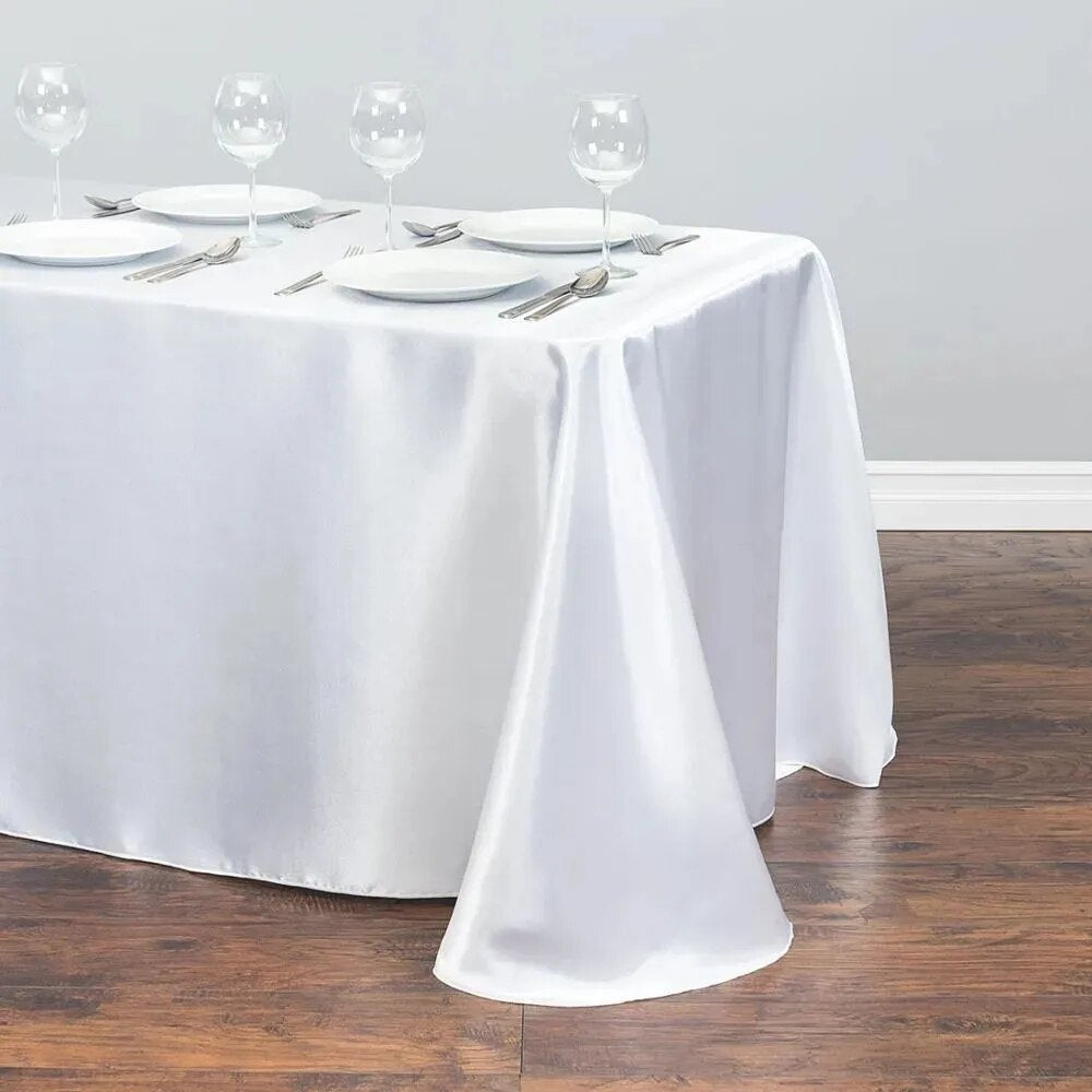 Solid Color Satin Table Cover Overlay Wedding Banquet Restaurant Festival Party Supply