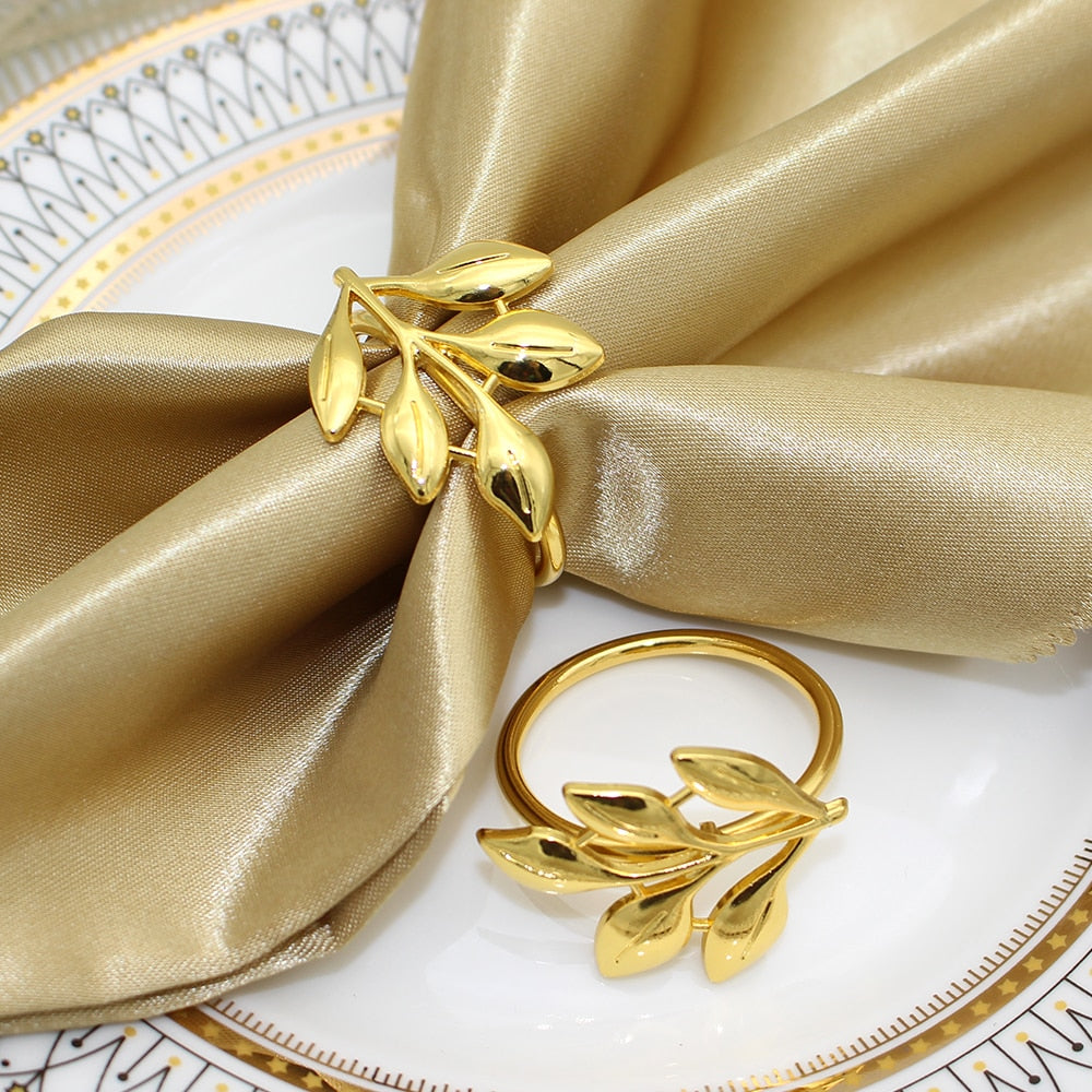 6 Pieces Gold Leaf Napkin Rings Fall Napkin Holder for Christmas Thanksgiving Wedding Dinnig Table Decoration 2023  HWL02