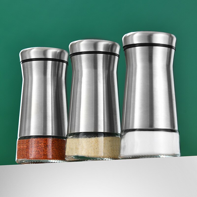 Stainless Steel Salts Pepper Shaker Seasoning Pot Can Spices Bottle Jar Organizer Multi Holes Condiments Boxes Gadget