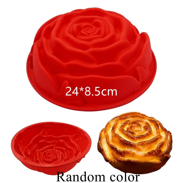 Silicone Big Cake Molds Flower Crown Shape Cake Bakeware Baking Tools: 3D Bread Pastry Mould Pizza Pan DIY Birthday Wedding Party