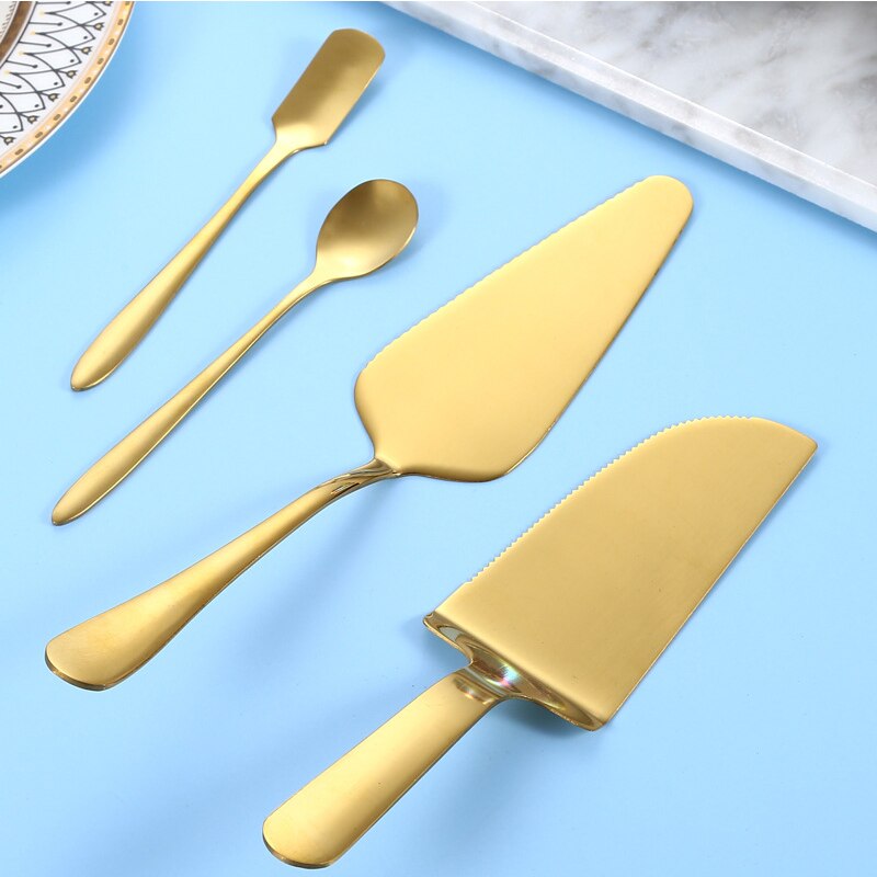 1 PCS Stainless Steel Wedding Cake Shovel Knife Pie Pizza Cheese Server Cake Divider Knives Baking Tools Dessert Fork Gold Silver