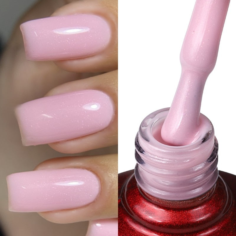 MSHARE Milky Pink Rubber Base Gel Glitter Camouflage Color Coat Soak Off Nails Gels Varnish Lacquer 10ml UV LED Gel