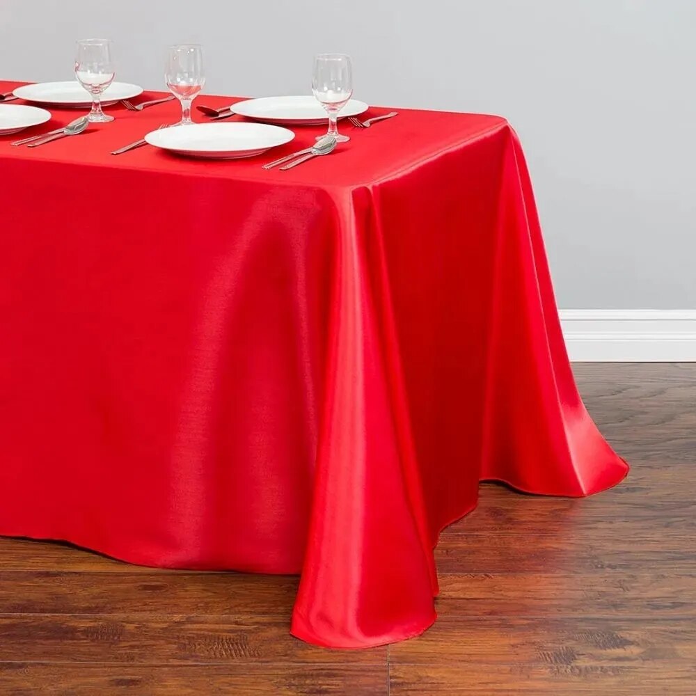 Solid Color Satin Table Cover Overlay Wedding Banquet Restaurant Festival Party Supply