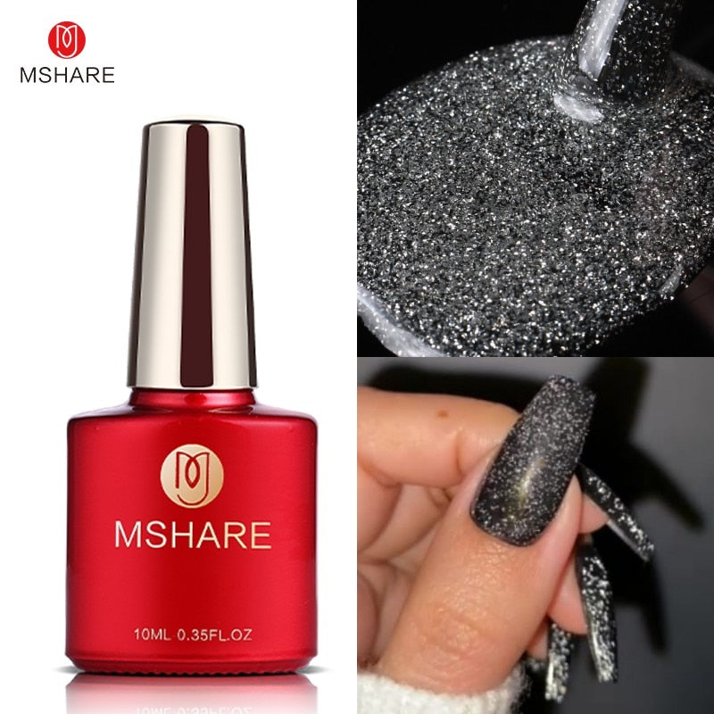 MSHARE Milky Pink Rubber Base Gel Glitter Camouflage Color Coat Soak Off Nails Gels Varnish Lacquer 10ml UV LED Gel