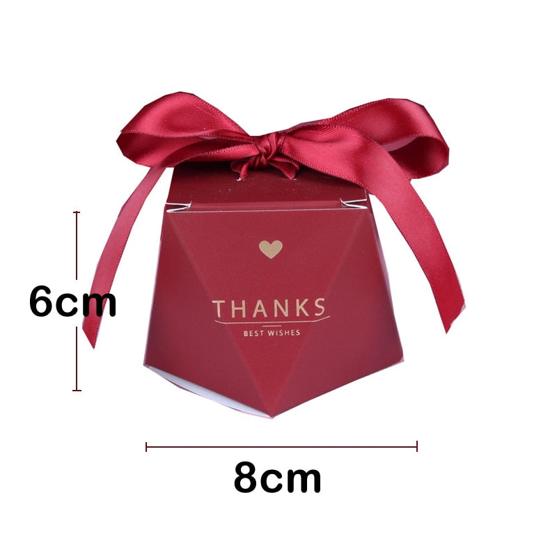 New Wedding Thanking Gifts Box Candy Bag Wrapping Paper Packaging Baby Shower Newborn Red Pink Birthday Party Favors Supplies