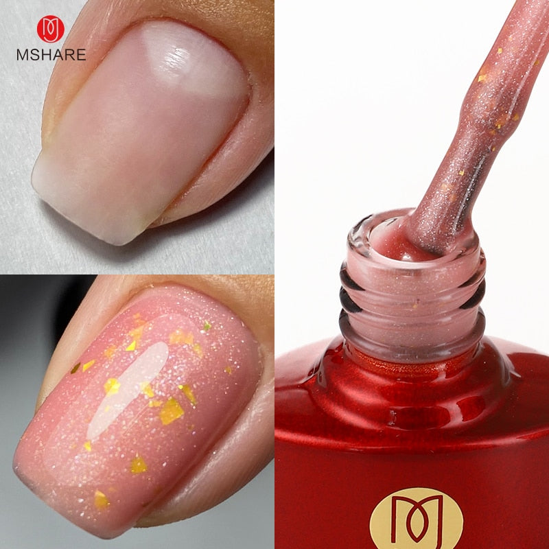 MSHARE Milky Pink Rubber Base Gel Glitter Camouflage Color Coat Soak Off Nails Gels Varnish Lacquer 10ml UV LED Gel