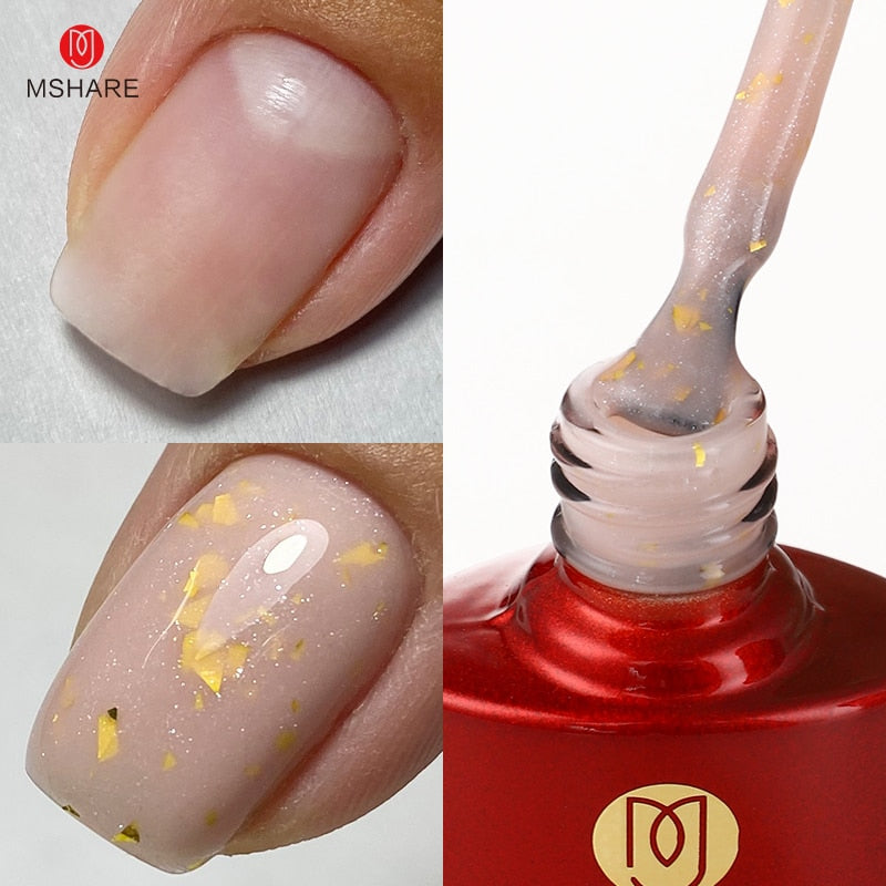 MSHARE Milky Pink Rubber Base Gel Glitter Camouflage Color Coat Soak Off Nails Gels Varnish Lacquer 10ml UV LED Gel