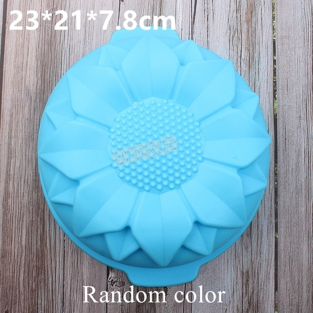 Silicone Big Cake Molds Flower Crown Shape Cake Bakeware Baking Tools: 3D Bread Pastry Mould Pizza Pan DIY Birthday Wedding Party