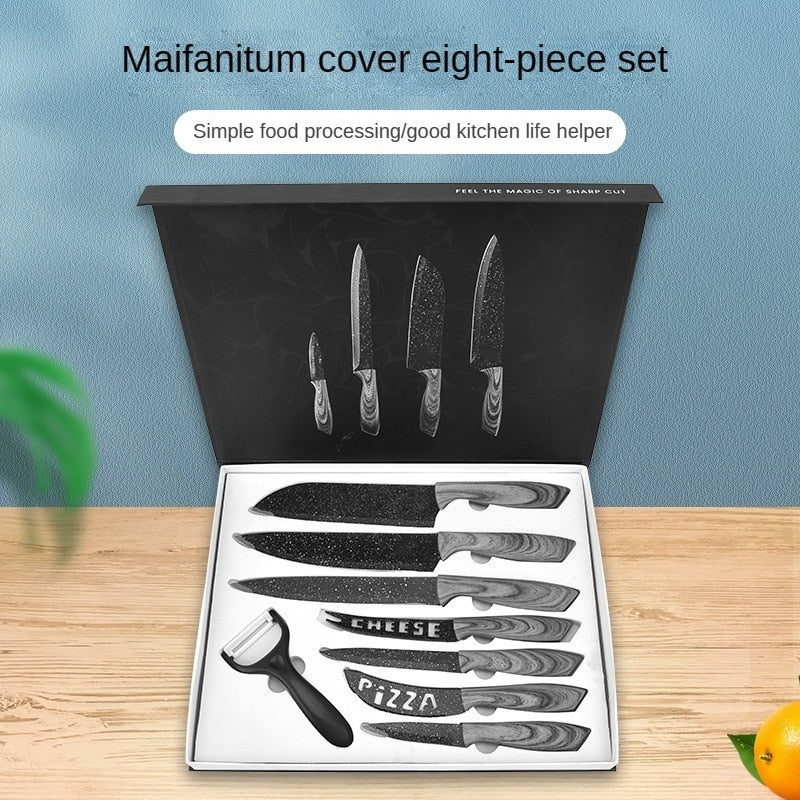 2023 New Product: Cheese Kitchen Knives Household Restaurant Knifes Set Maifanshi Eight-Piece Set Cheese and Pizza Knife Sets