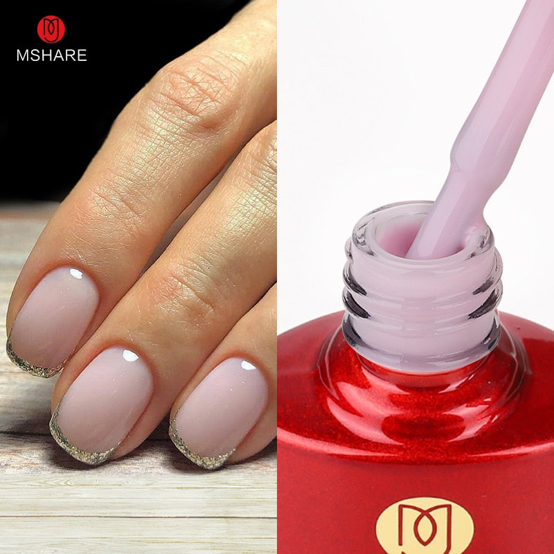 MSHARE Milky Pink Rubber Base Gel Glitter Camouflage Color Coat Soak Off Nails Gels Varnish Lacquer 10ml UV LED Gel