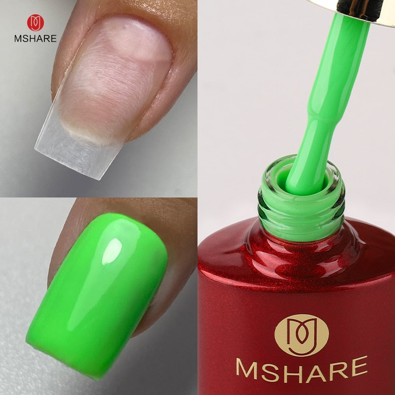 MSHARE Milky Pink Rubber Base Gel Glitter Camouflage Color Coat Soak Off Nails Gels Varnish Lacquer 10ml UV LED Gel