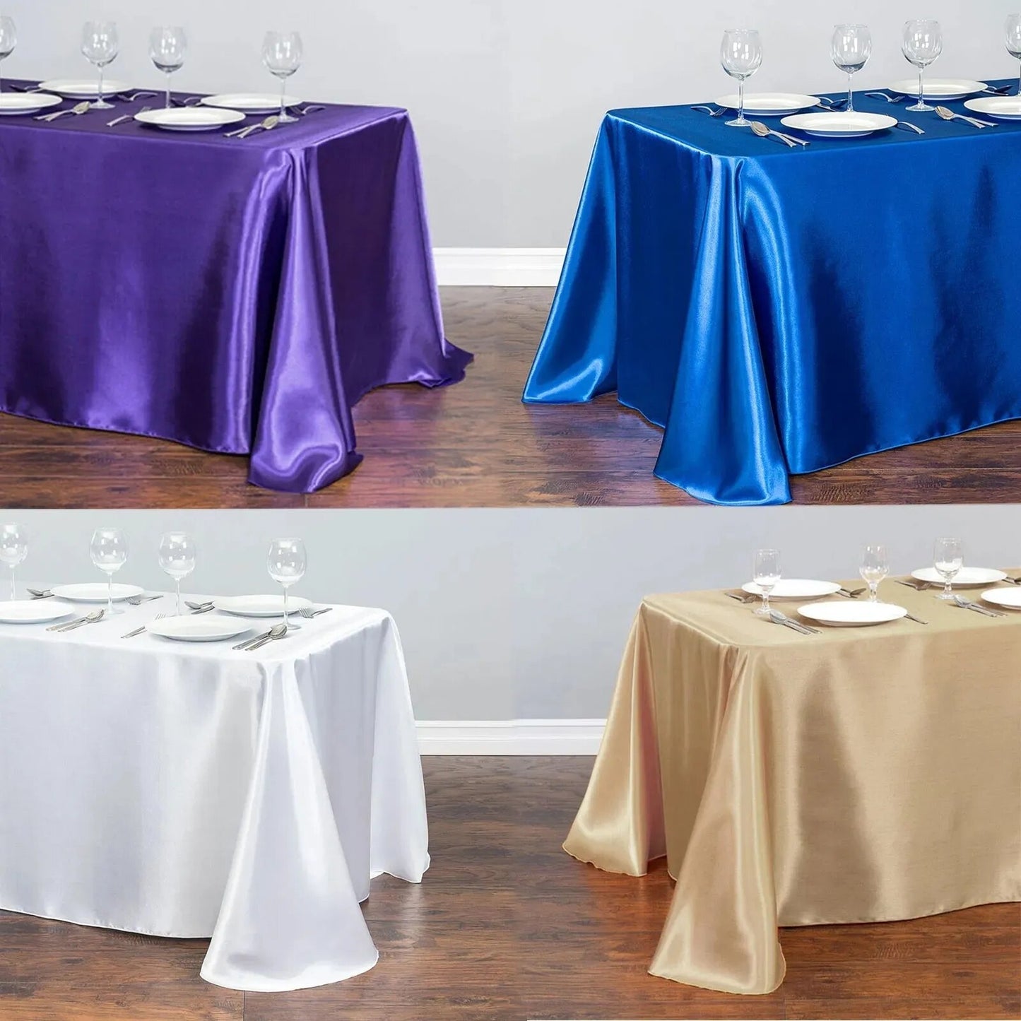 Solid Color Satin Table Cover Overlay Wedding Banquet Restaurant Festival Party Supply