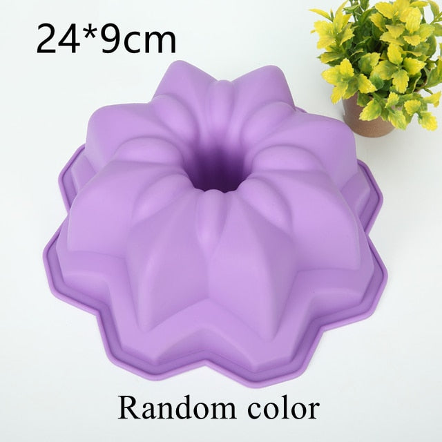 Silicone Big Cake Molds Flower Crown Shape Cake Bakeware Baking Tools: 3D Bread Pastry Mould Pizza Pan DIY Birthday Wedding Party