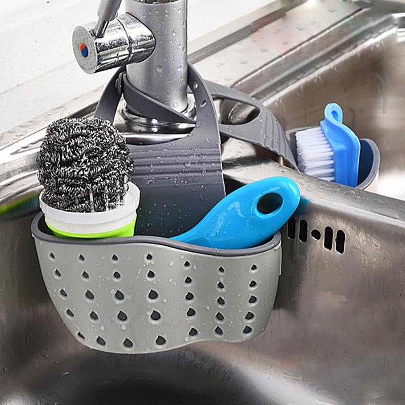 Home Storage Drain Basket Kitchen Sink Holder Adjustable Soap Sponge Shelf Hanging Drain Basket Bag Kitchen Accessories