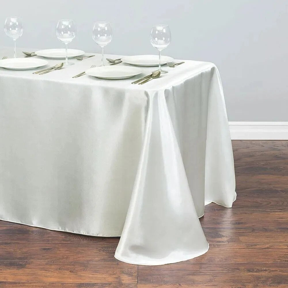 Solid Color Satin Table Cover Overlay Wedding Banquet Restaurant Festival Party Supply