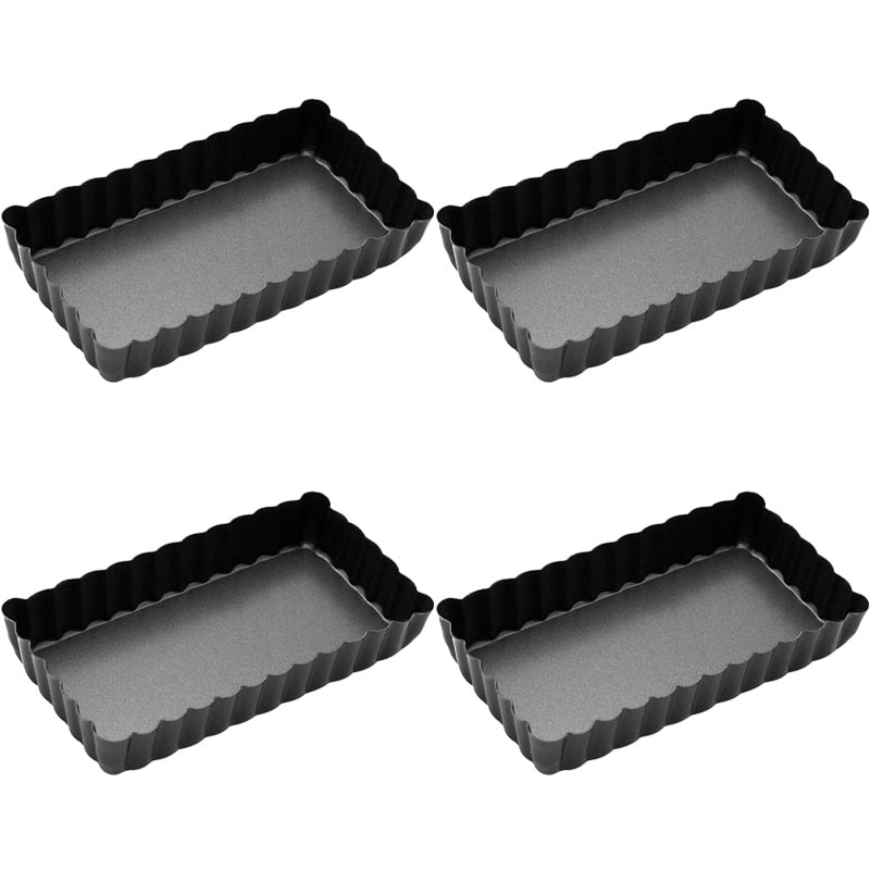 1/4/6Pcs Mini Tart Pan Set Rectangular Non-Stick 4 Inch Quiche Pan Loose Removable Bottom Tart Pan Pie Pizza Cake Mold Bakeware