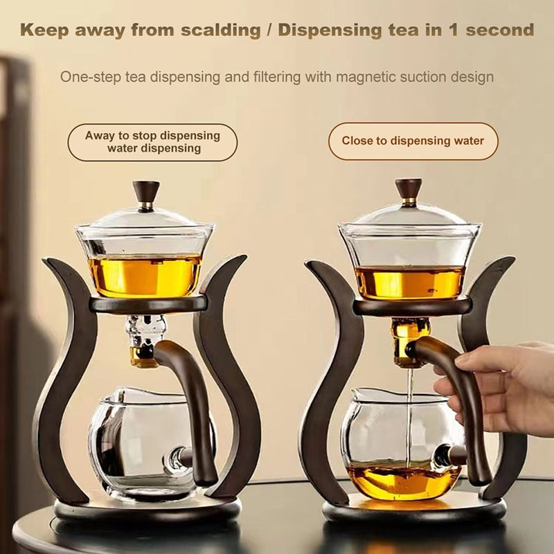 Glass Tea Pot Magnetic Water Diversion Infusers Kettles Tea Maker