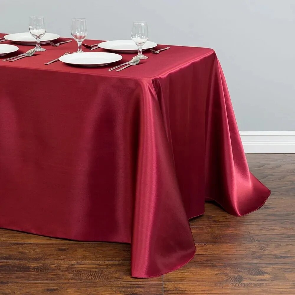 Solid Color Satin Table Cover Overlay Wedding Banquet Restaurant Festival Party Supply