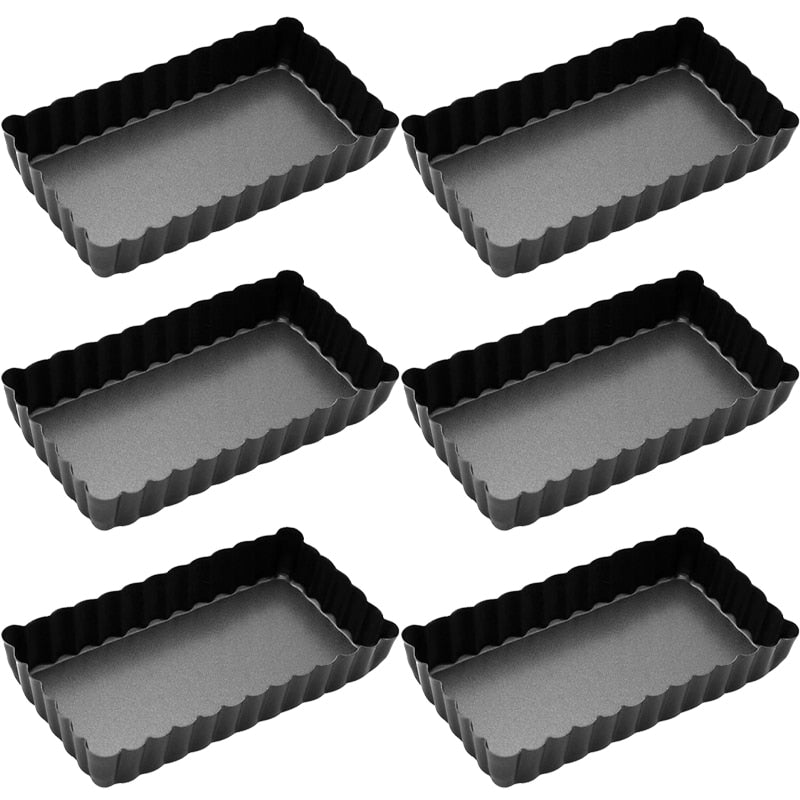 1/4/6Pcs Mini Tart Pan Set Rectangular Non-Stick 4 Inch Quiche Pan Loose Removable Bottom Tart Pan Pie Pizza Cake Mold Bakeware