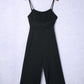 Black Spaghetti Straps Backless Knot Wide-Leg Jumpsuit