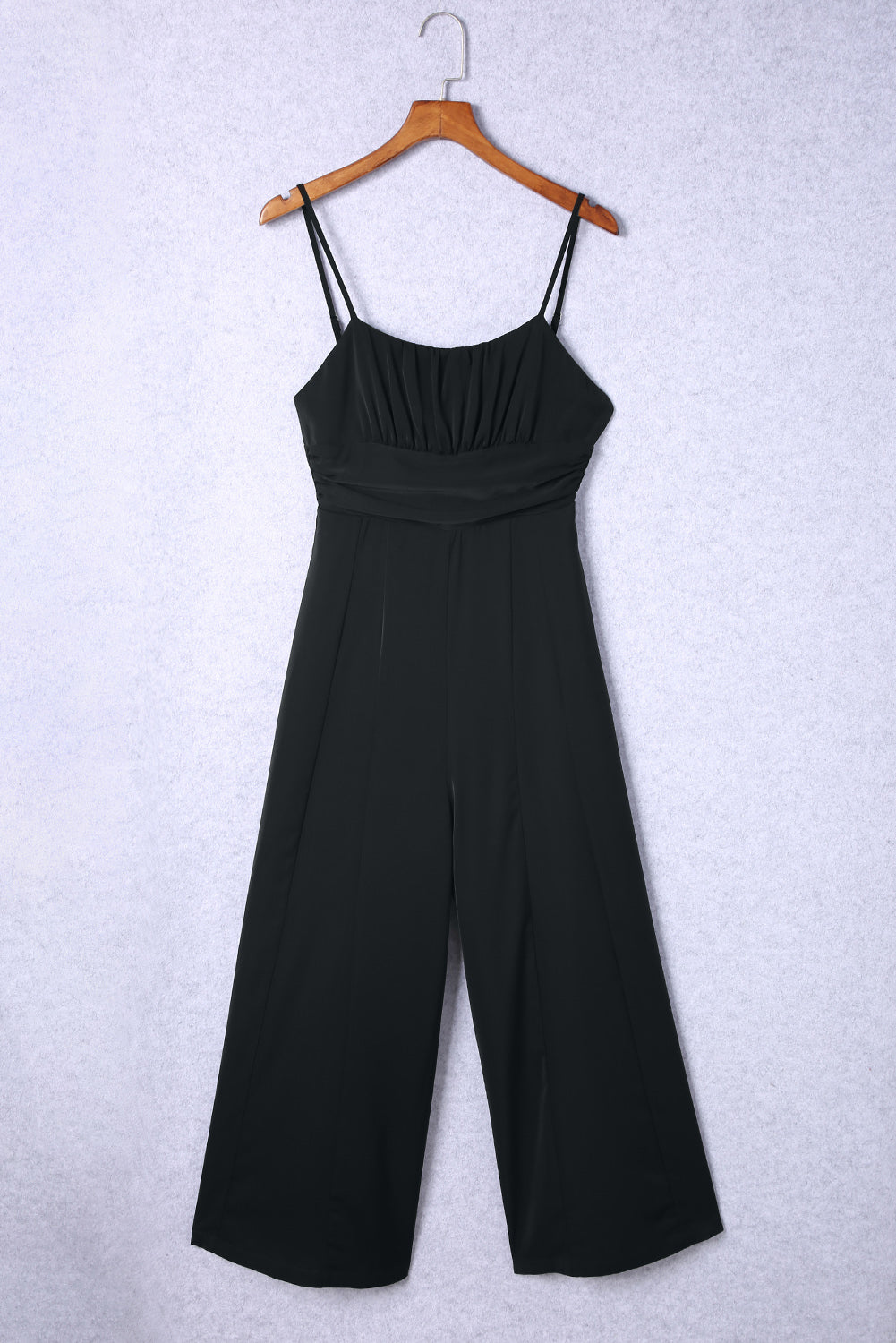 Black Spaghetti Straps Backless Knot Wide-Leg Jumpsuit