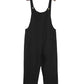 Black Button Straps Pocketed Cropped Jumpsuit