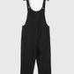 Black Button Straps Pocketed Cropped Jumpsuit