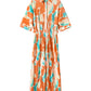 Multicolor Bohemian Tie Dye Pleated Shirt Collar Loose Jumpsuit