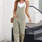 Black Pocketed Adjustable Spaghetti Strap Straight Leg Jumpsuit