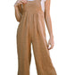 Black Striped Pleated Wide Leg Pocketed Jumpsuit