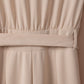 Apricot Bracelet Sleeve Waist Tie Wide Leg Jumpsuit