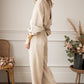 Apricot Keyhole Back V Neck Tie Waist Loose Jumpsuit