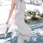 Light Grey Textured Self-Tie Strap Wide-Leg Overalls