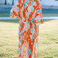 Multicolor Bohemian Tie Dye Pleated Shirt Collar Loose Jumpsuit