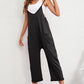 Black Pocketed Adjustable Spaghetti Strap Straight Leg Jumpsuit