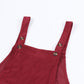 Red Solid Color Corduroy Wide Leg Bib Overalls