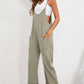 Black Pocketed Adjustable Spaghetti Strap Straight Leg Jumpsuit