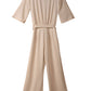 Apricot Bracelet Sleeve Waist Tie Wide Leg Jumpsuit