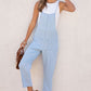 Sky Blue Chambray Pocketed Adjustable Straps Jumpsuit