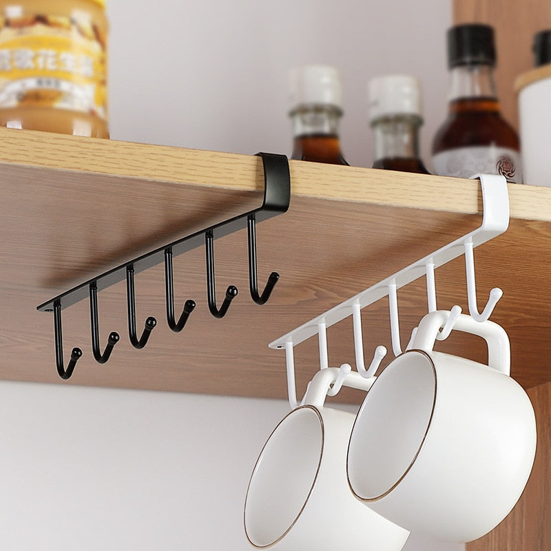 6 Hooks for kitchen Cupboard Hanging Hooks Cup Holder Closet Shelf for Hanging Spoon Towel gadgets Wardrobe hooks for belt ties