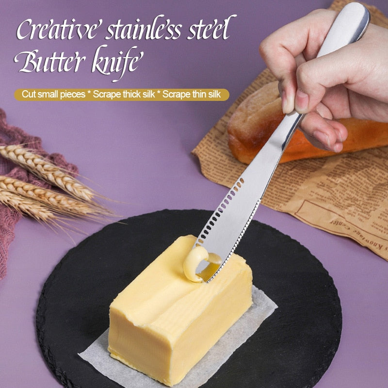 Butter Knife Cheese Cutter with Hole Cheese Grater Stainless Steel Kitchen Accessories Wipe Cream Bread Jam Kitchen Tools