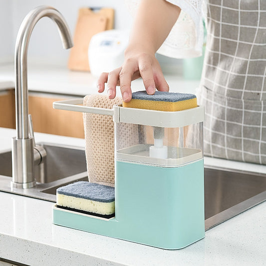 Sink Storage Liquid Detergent Box Multifunctional Kitchen Press Liquid Box Rag Sponge Rack Dishwasher Drain Rack Organizer Tools