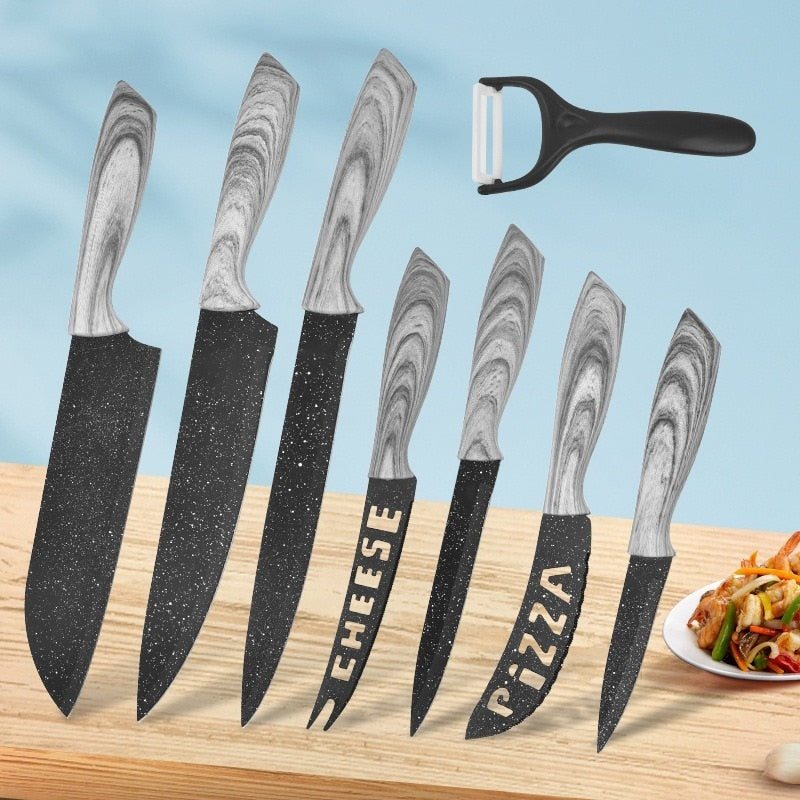 2023 New Product: Cheese Kitchen Knives Household Restaurant Knifes Set Maifanshi Eight-Piece Set Cheese and Pizza Knife Sets