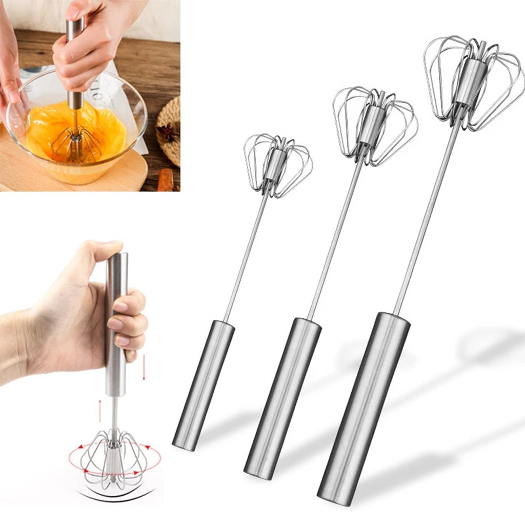 Semi-automatic Eggbeater 304 Stainless Steel Egg Whisk Manual Hand Mixer